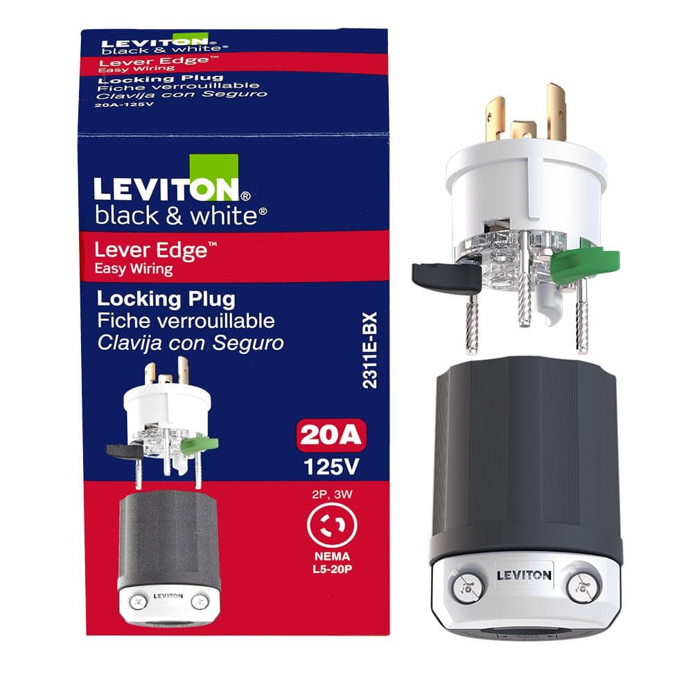 いページ Leviton Black & White Lever Edge 20 Amp 125 Volt Locking