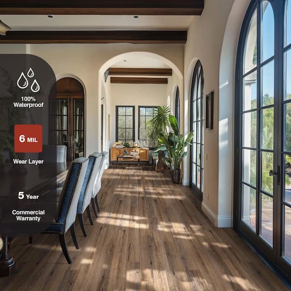 Fernwood 6 MIL x 6 in. W x 36 in. Warm Brown Waterproof Click Lock Luxury Vinyl Plank Flooring (23.95 sq. ft./Case)