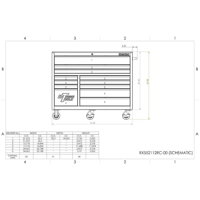 THD Series 55 in. 12-Drawer Roller Cabinet Tool Chest in Blue