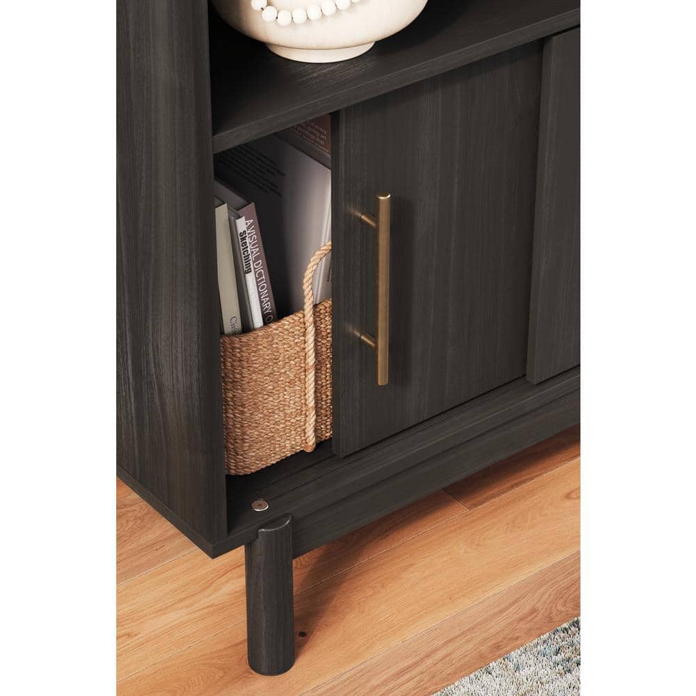 Brymont Dark Gray Wood Accent Cabinet with Goldtone Handles