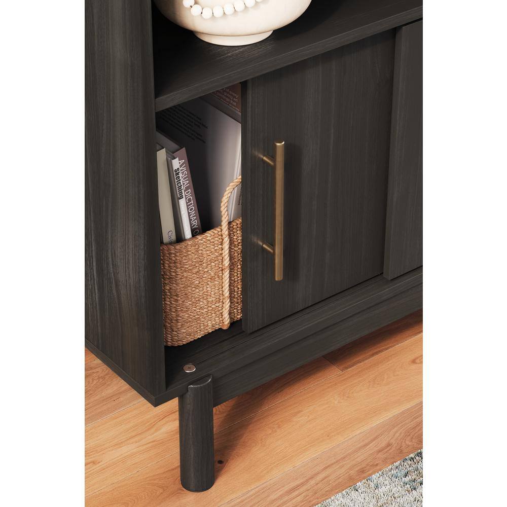 Brymont Dark Gray Wood Accent Cabinet with Goldtone Handles