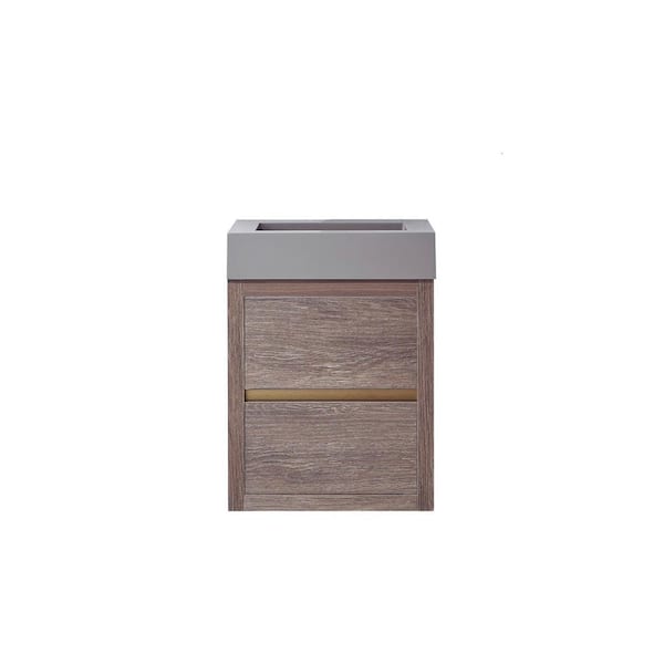 ROSWELL Palencia 18 in. W x 18 in. D x 23.6 in. H Bath Vanity in North Carolina Oak with Gray Composite Integral Top