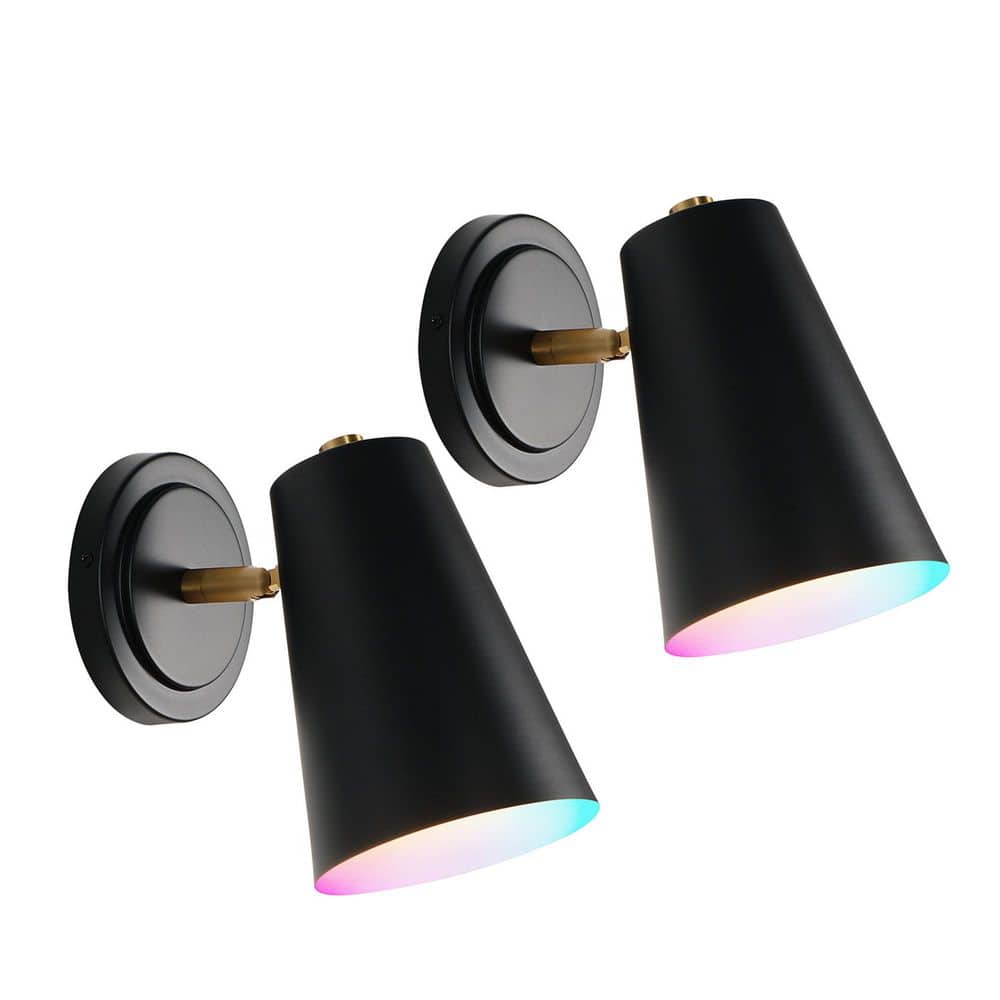 1-Light 4.75 in. Black and Gold Industrial Indoor Wall Sconce with Cage Metal Shade(2-Pack) price history on PriceWatchPro