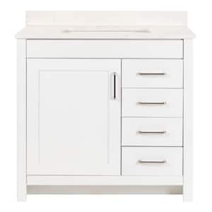 Westcourt 37 in. W x 22 in. D x 39 in. H Single Sink  Bath Vanity in White with Pulsar  Stone Composite Top