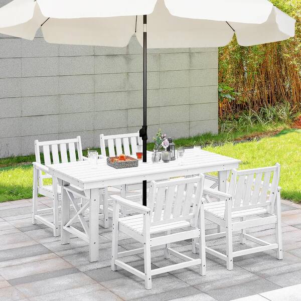 CikaCika HDPE 6-Piece Plastic Standard Height Outdoor Dining Set