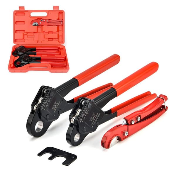 PEX Pipe Crimping Tool Set with 2 Crimp Tools and Cutter for Copper Rings and Tight Spaces, 1 Set