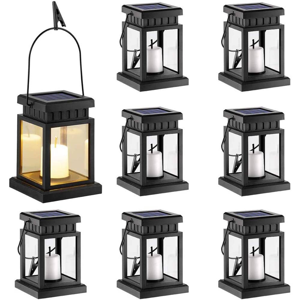 GIGALUMI Solar Black LED Path Light with Waterproof and Warranty (8-Pack)  Lantern-8LZ - The Home Depot