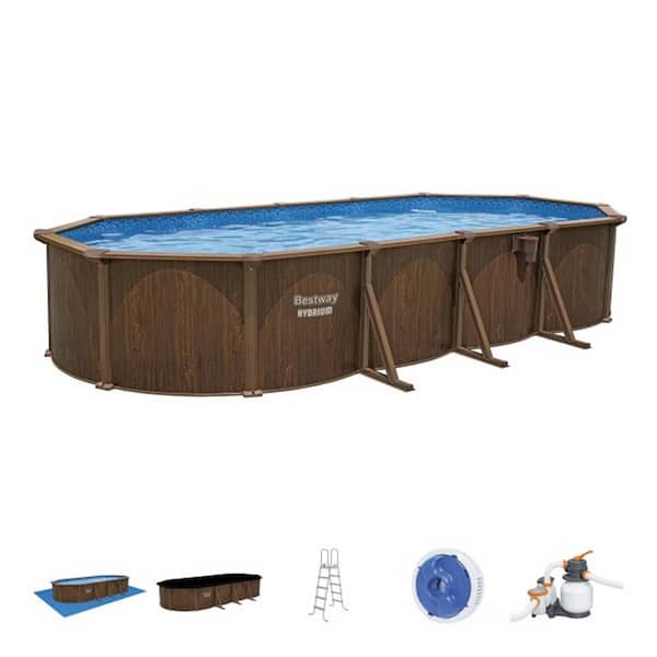 Hydrium 24 ft. x12 ft. Oval 52 in. Metal Frame Pool Set