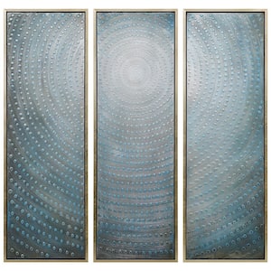 60 in. x 20 in. "Concentric" - Set of 3 Textured Metallic Hand Painted by Martin Edwards Wall Art