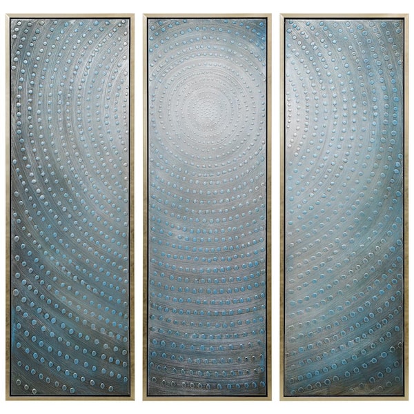 Empire Art Direct 60 in. x 20 in. "Concentric" - Set of 3 Textured Metallic Hand Painted by Martin Edwards Wall Art