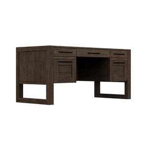 Arcadia 66 in. Rectangle Old Forest Glen Wood 5-Drawer Writing Desk