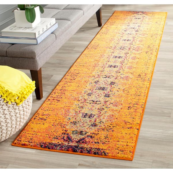 Monaco Orange/Multi 2 ft. x 12 ft. Border Runner Rug