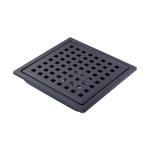 6 in. Square Stainless Steel Shower Drain in Matte Black
