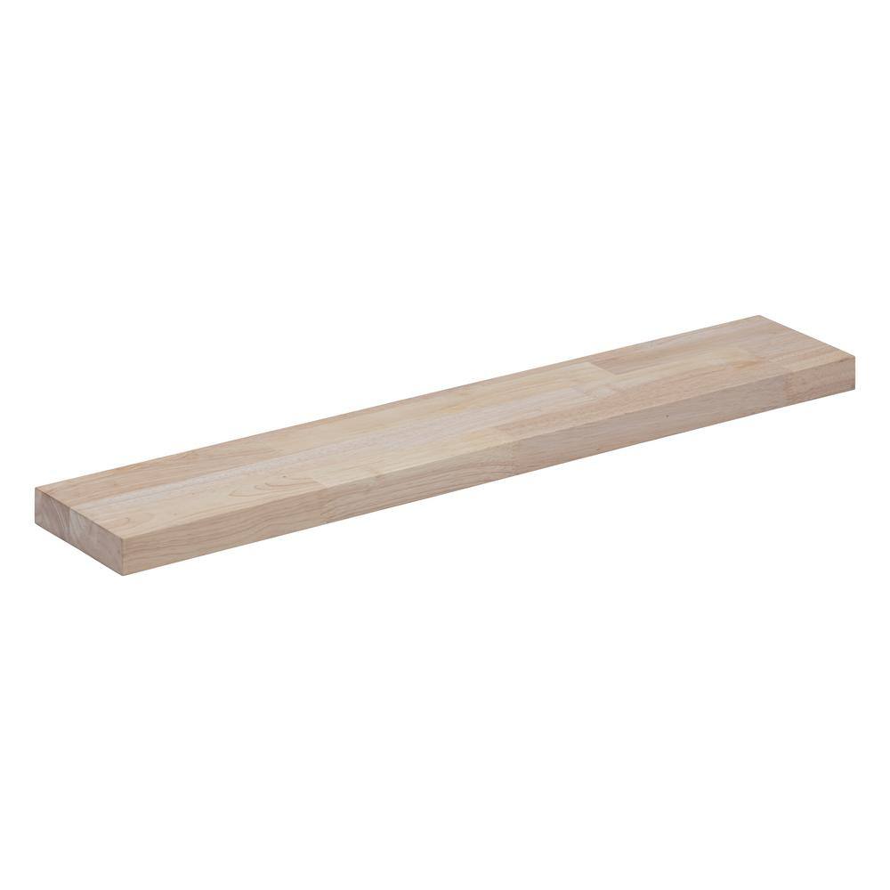 Raw wood store floating shelves