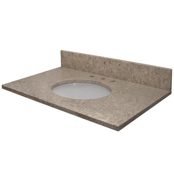 MarCraft Vista 49 in. W x 22 in. D Qt. Vanity Top in Orion with White Round Single Sink