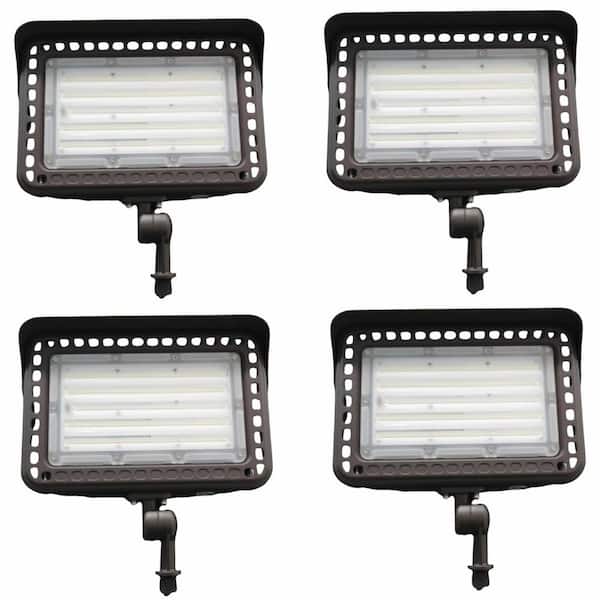 600-Watt Equivalent 120-Degree 18000 Lumens Bronze Integrated LED Outdoor Flood Light with Dusk to Dawn Photocell 4-PACK