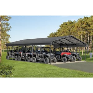 20 ft. W x 29 ft. L x 7 ft. H Charcoal Galvanized Steel Carport , Car Canopy and Shelter