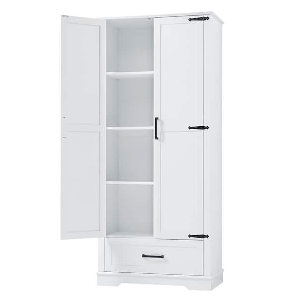 Unbranded 31 in. W x 16 in. D x 69 in. H White MDF Freestanding Bathroom Storage Cabinet Linen Cabinet with Adjustable Shelf