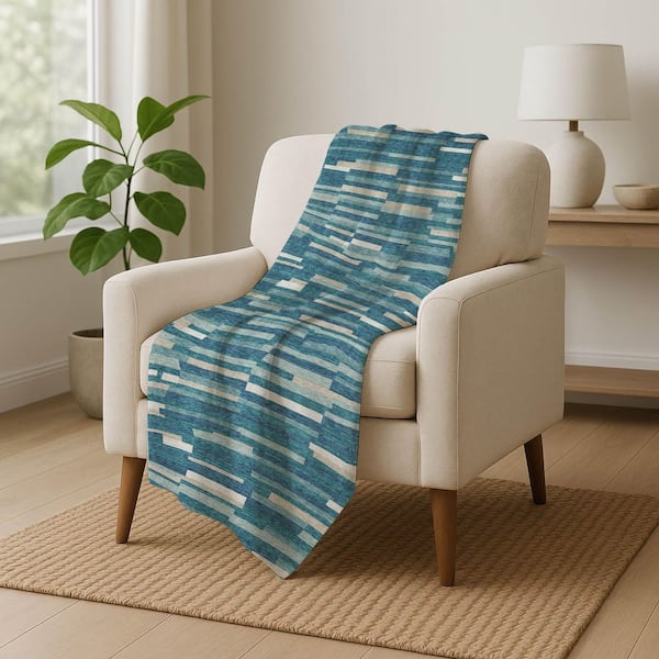 Premium Machine Washable ASB894 Teal 50 in. x 70 in. Sherpa Throw Blanket