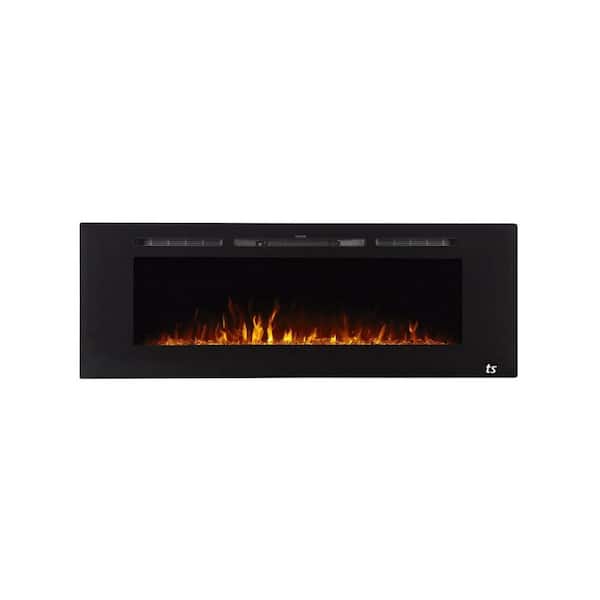 Sideline 60 in. Wall Mount or Recessed Smart Electric Fireplace in Black with LED Flame