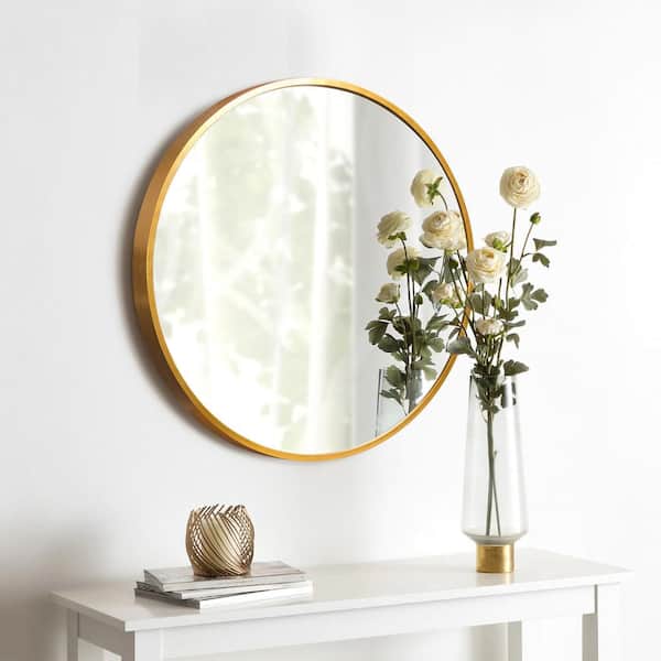 Neutype Aluminum Alloy Framed Morden Gold Round Wall Mirror In Suus Lhj M Y G S