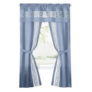 Paige 5-piece Blue Polyester 55 in. W x 63 in. L Light Filtering Curtain Set (Double Panel)