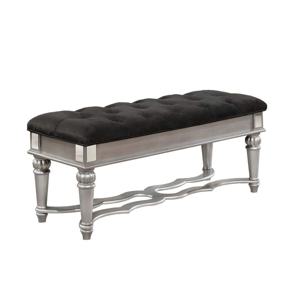 Best Quality Furniture Bonita Black Upholstered Bench (20 in. H x 18 in ...