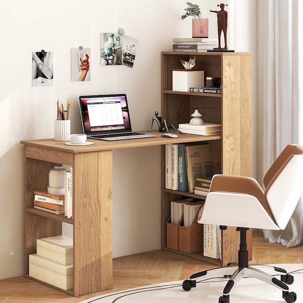 Costway Computer Desk Writing Study Table with Storage Shelves