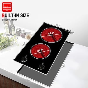 12 in. Electric Cooktop, Built-In Radiant Electric Cooktop in Black with 2-Elements and Mechanical Knob