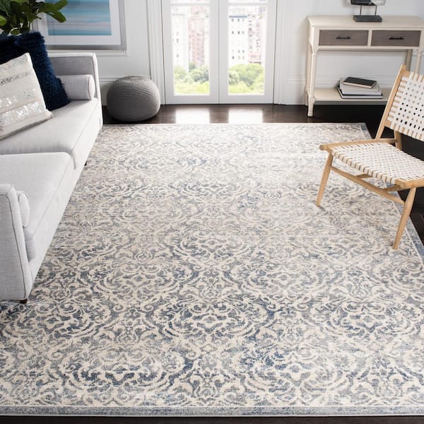 Brentwood 12 ft. x 18 ft. Light Gray/Blue Oriental Area Rug