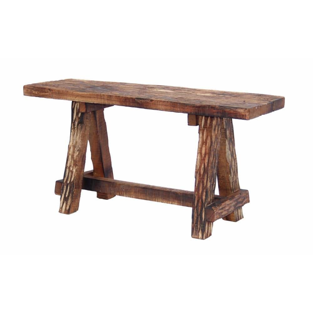 Wood Outdoor Storage Stool Patio Bench With Retro Etching, Cappuccino Brown HD0102H7XMMV The