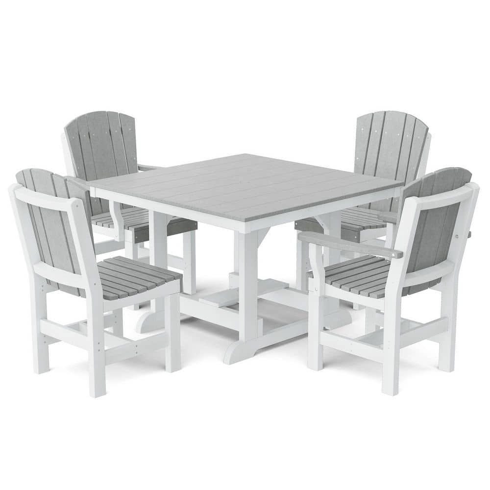Heritage 5-Piece Light Gray and White HDPE Plastic Outdoor Patio Dining Set price history on PriceWatchPro
