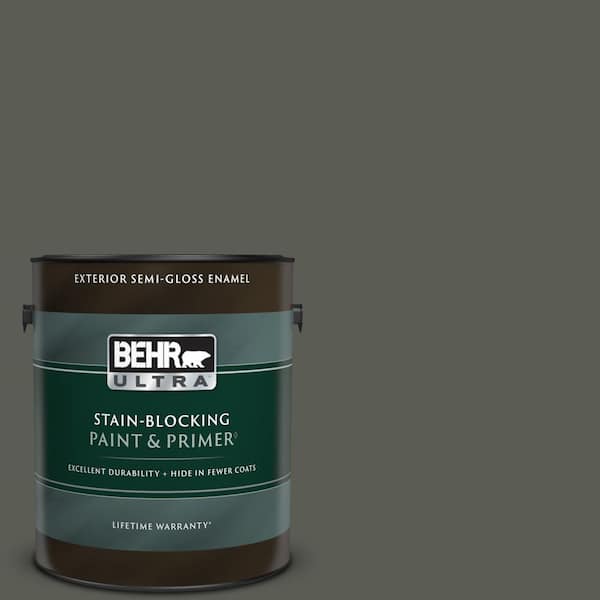 BEHR ULTRA 1 gal. #N380-7 Black Bamboo Semi-Gloss Enamel Exterior Paint & Primer