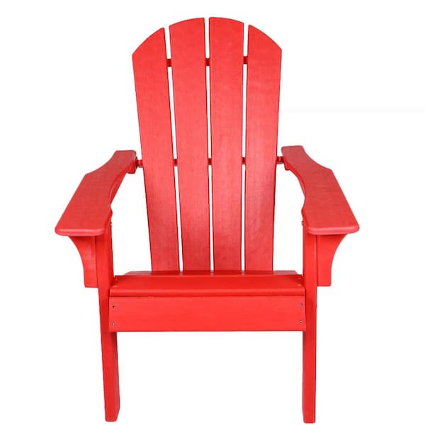 Movisa Red Patio Plastic Adirondack Chair