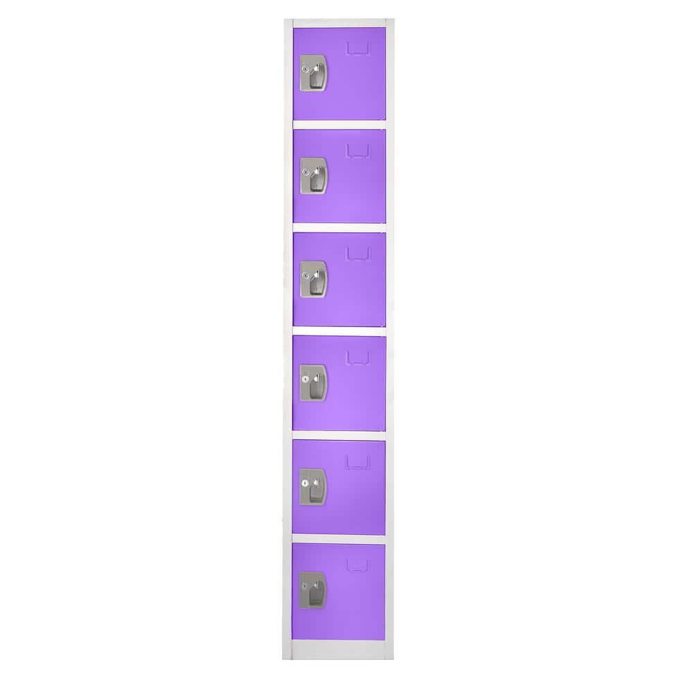 Purple Steel Freestanding Office Locker with Adjustable Shelving