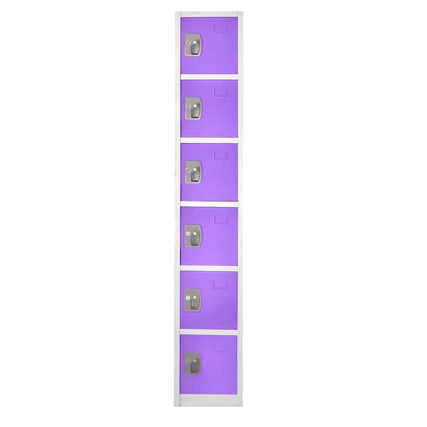 629-Series 72 in. H 6-Tier Steel Key Lock 6-Shelf Storage Locker Free Standing Cabinets for Home, School, Gym in Purple