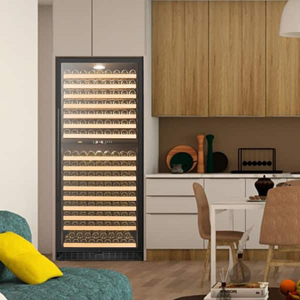 32 in. 287 Bottle Black Dual Zone Wine Refrigerator