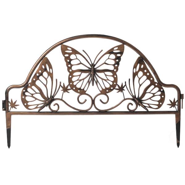 Gardenised Bronze Plastic Butterfly Design Fence Gard. Edging Landscape Border Path Panel(Pk of 6) 0.10in.D x 19.5 in.W x 11.5 in.H