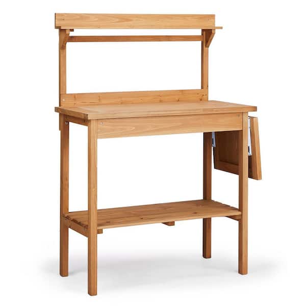 45 in. W x 51 in. H Outdoor Wood Potting Bench with Foldable Side Shelf