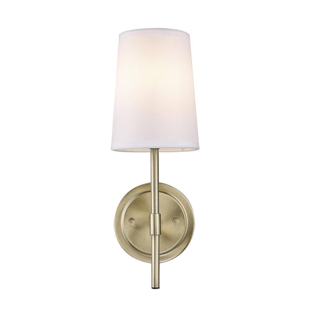 Clarissa Matte Brass Vintage Lantern Wall Sconce with White Shade