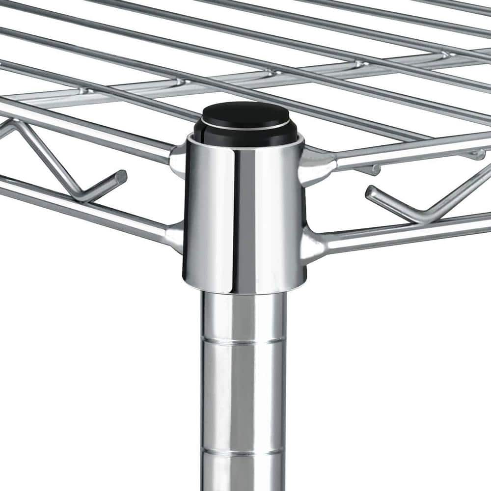 Silver 4-Tier Adjustable Steel Wire Shelving Unit with Wheels