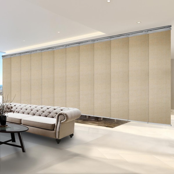 EMOH Leilani 140 in. x 260 in. W x 94 in. L Adjustable 12-Panel, Satin Nickel Double Rail Panel Track with 23.5 in. Slates