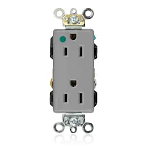 Decora Plus 15 Amp 125 Volt Hospital Grade Duplex Outlet/Receptacle, Gray (1-Pack) 16262-HGG