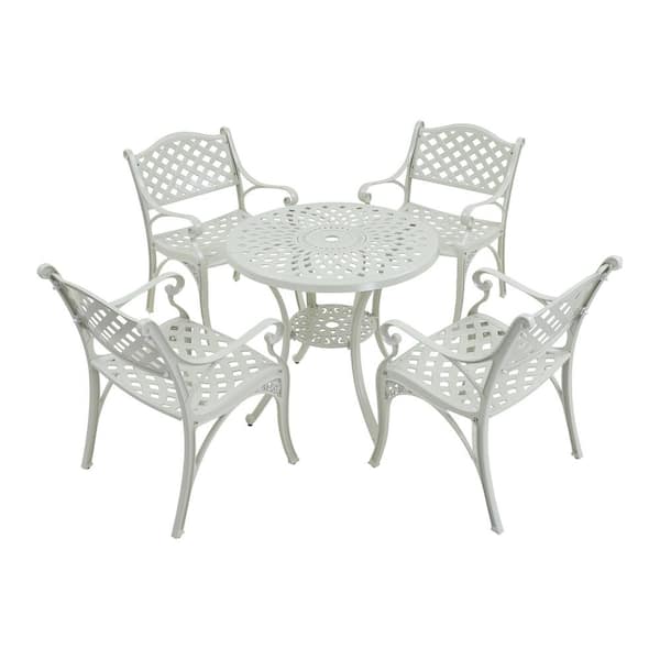 Mondawe 5-Piece White Cast Aluminum Outdoor Dining Set
