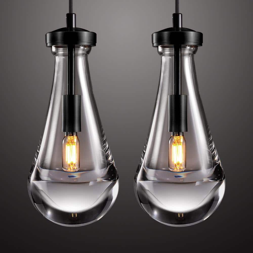 72 in.H 1-Light Dimmable BlackRaindrop Kitchen Island Pendant Light, Glass Pendant Light for Dining Room, Foyer(2-Pack) price history on PriceWatchPro