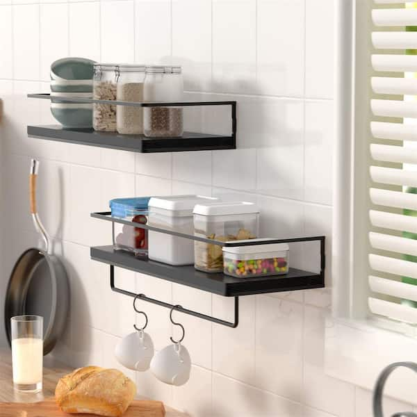 LikeU 4 PCS Clear Acrylic Floating Shelves Display Ledge,5 MM Thick Wall  Mounted Storage Shelf with Detachable Hooks for Entryway/Living  Room/Kitchen