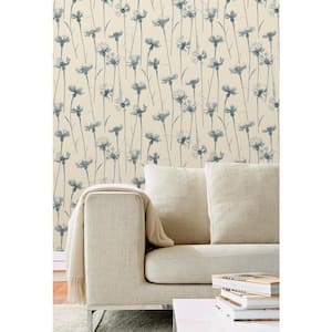 Dalia Blue Cornflower Wallpaper Sample
