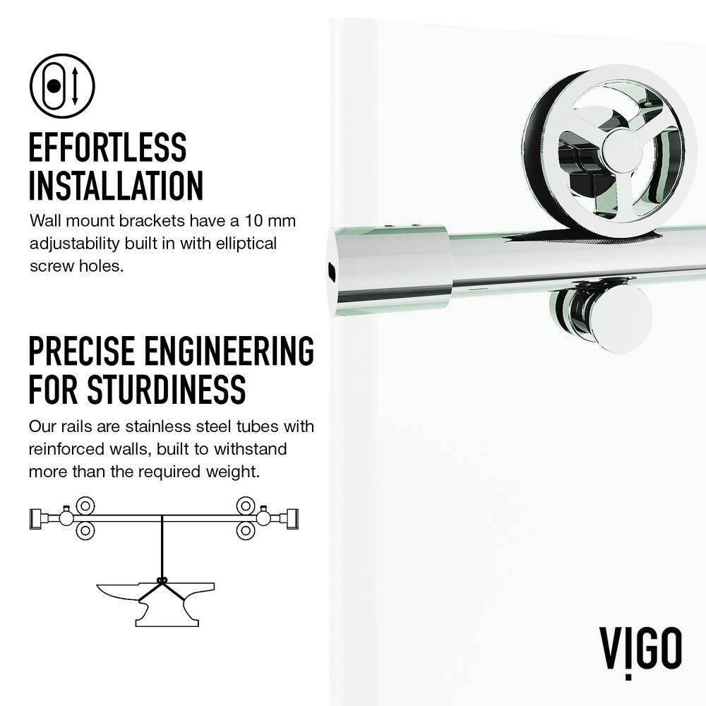 Elan Cass Frameless Chrome Sliding Shower Door with Clear Glass