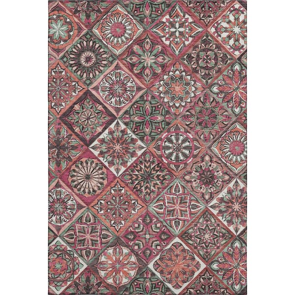 Mayfield Premium Machine Washable Abstract AMF2256 Blush 10 ft. x 14 ft. Area Rug