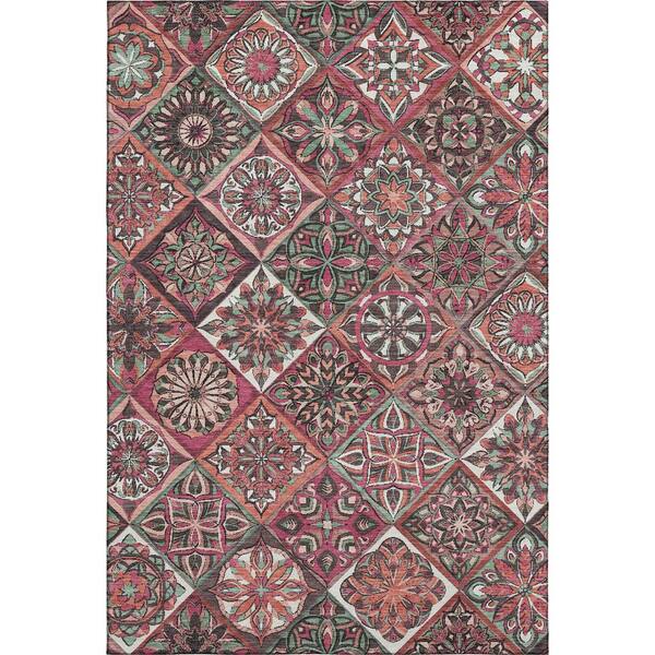 Mayfield Premium Machine Washable Abstract AMF2256 Blush 3 ft. x 5 ft. Area Rug